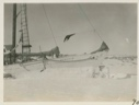 Image of Bow of Bowdoin in winter quarters